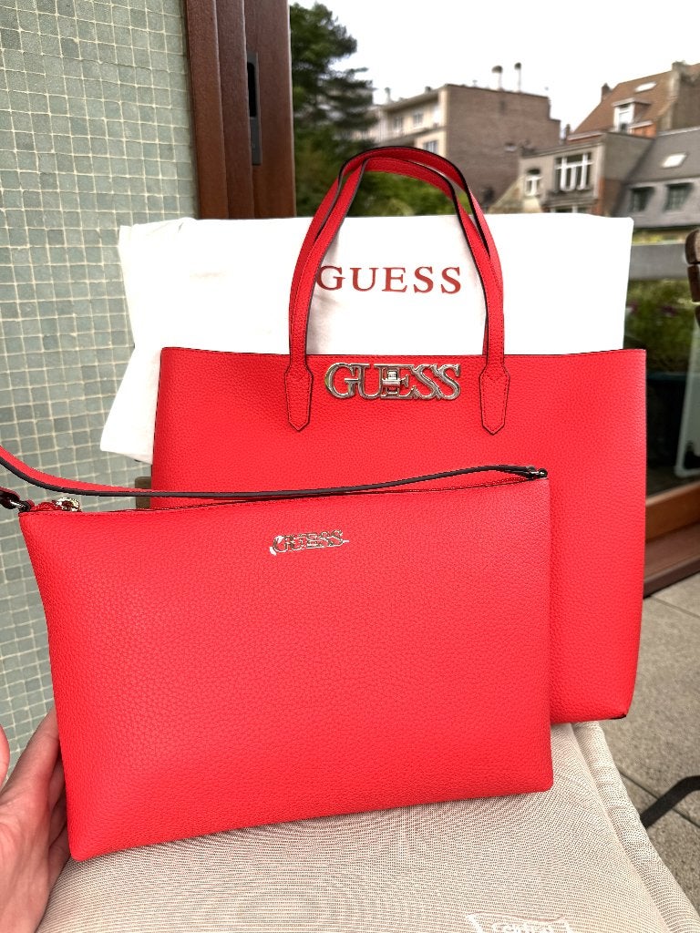 Guess, ensemble : cabas + petit sac à main, Enlèvement, Neuf, Rouge, Sac à main