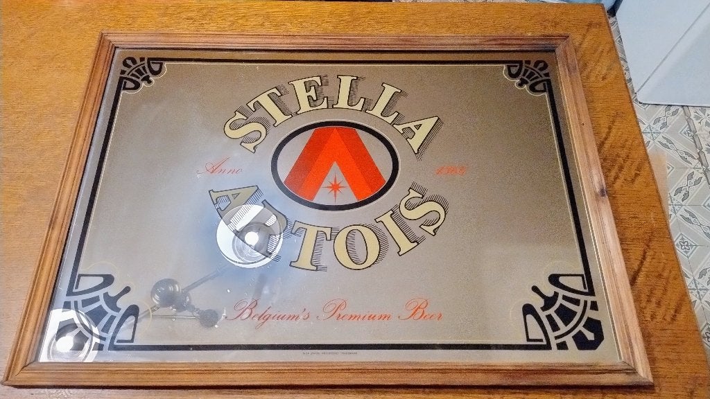 Vintage Spiegel Stella Artois, Verzamelen, Ophalen, Zo goed als nieuw, Stella Artois
