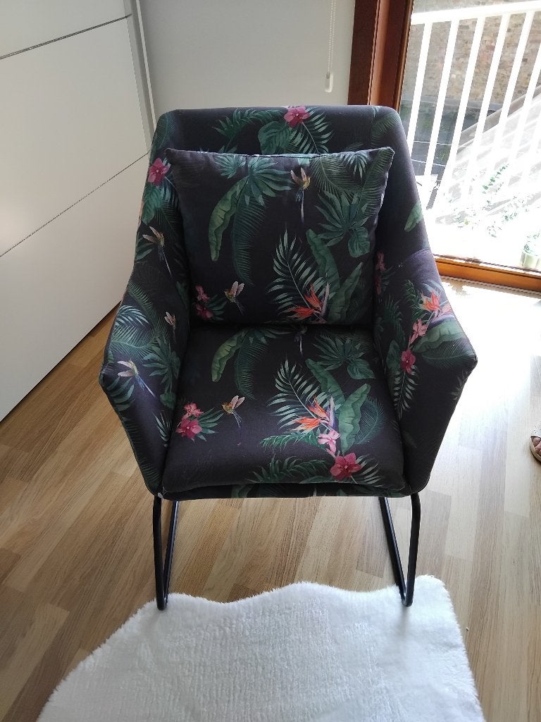 Comfortabele fauteuil botanische jungleprint bieden, Ophalen, Minder dan 75 cm, Nieuw, Metaal