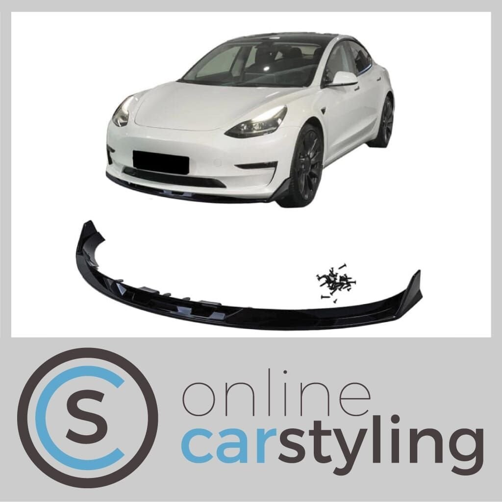 Voorbumper diffuser Tesla Model 3 Performance style Glossy b, -, -, Nieuw, Ophalen of Verzenden