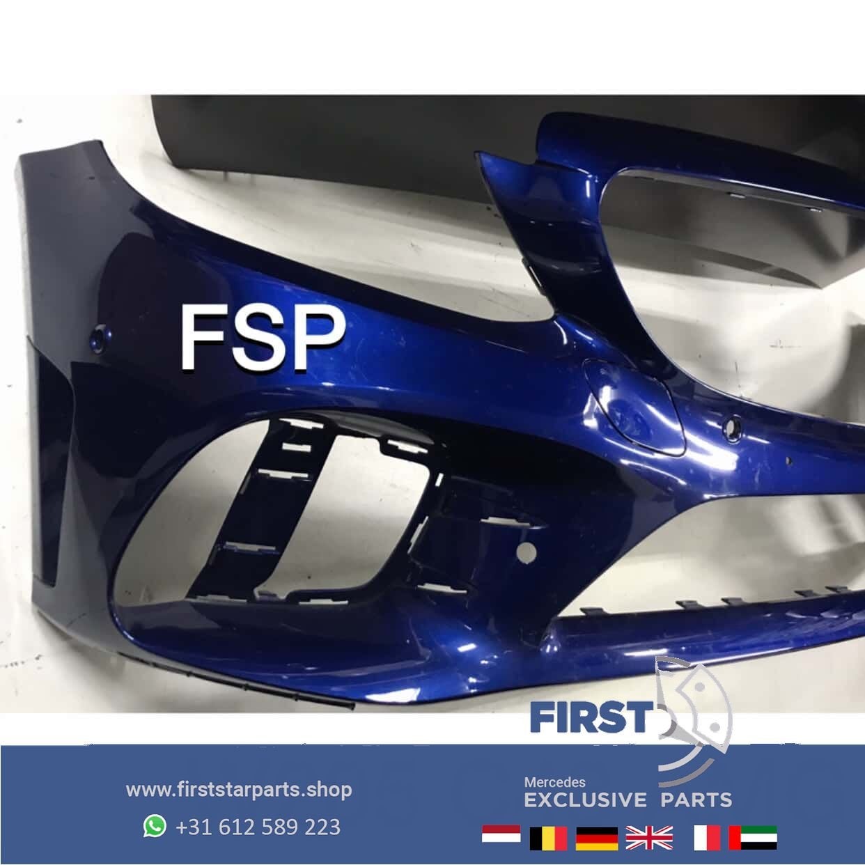 W205 C205 FACELIFT AMG LINE VOORBUMPER BLAUW 2018-2021 ORIGI, Gebruikt, -, Voor, Ophalen of Verzenden