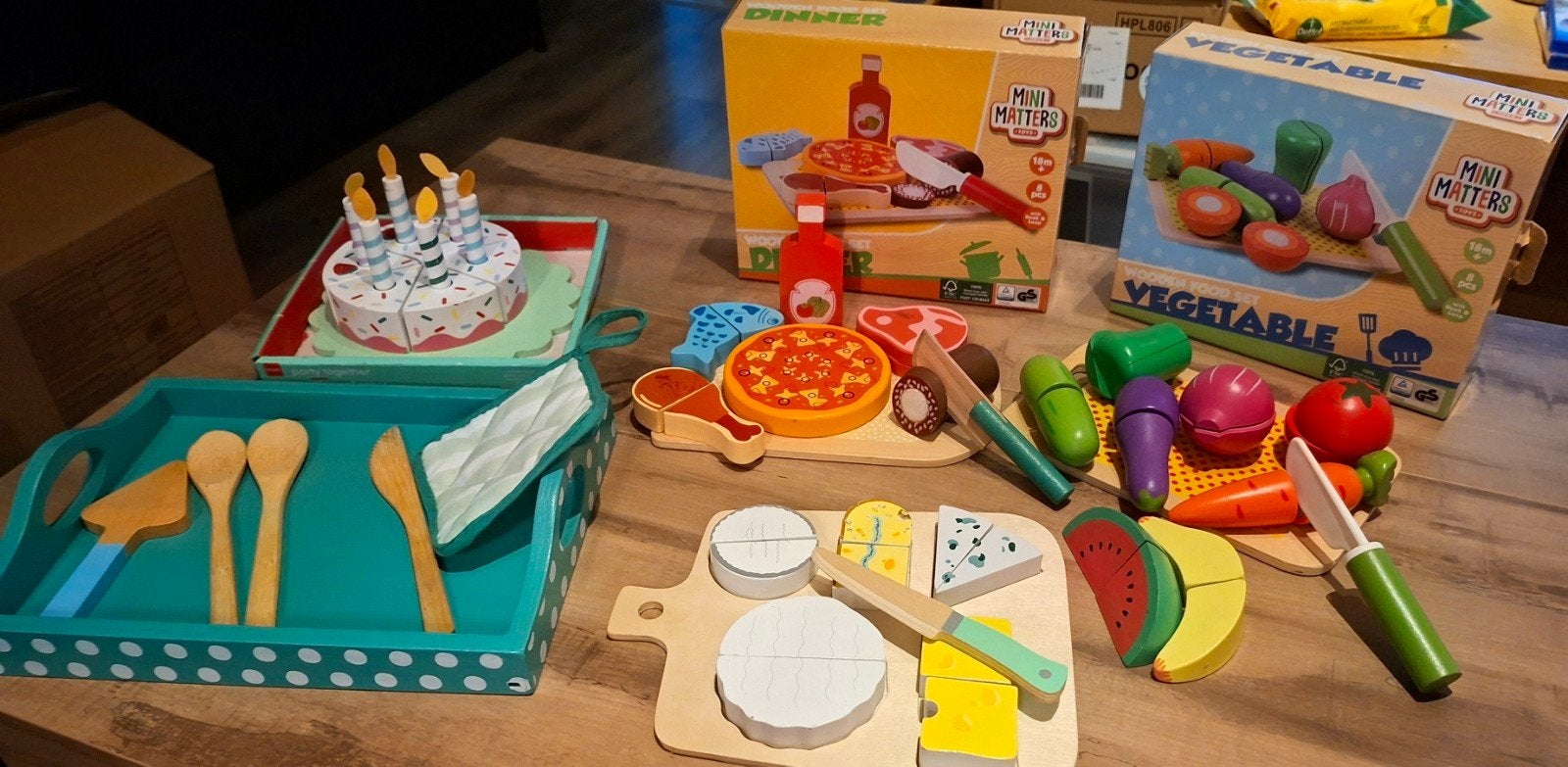 houten etenswaren speelsets, Enlèvement ou Envoi, Utilisé, Bois, Accessoires de cuisine de jeu