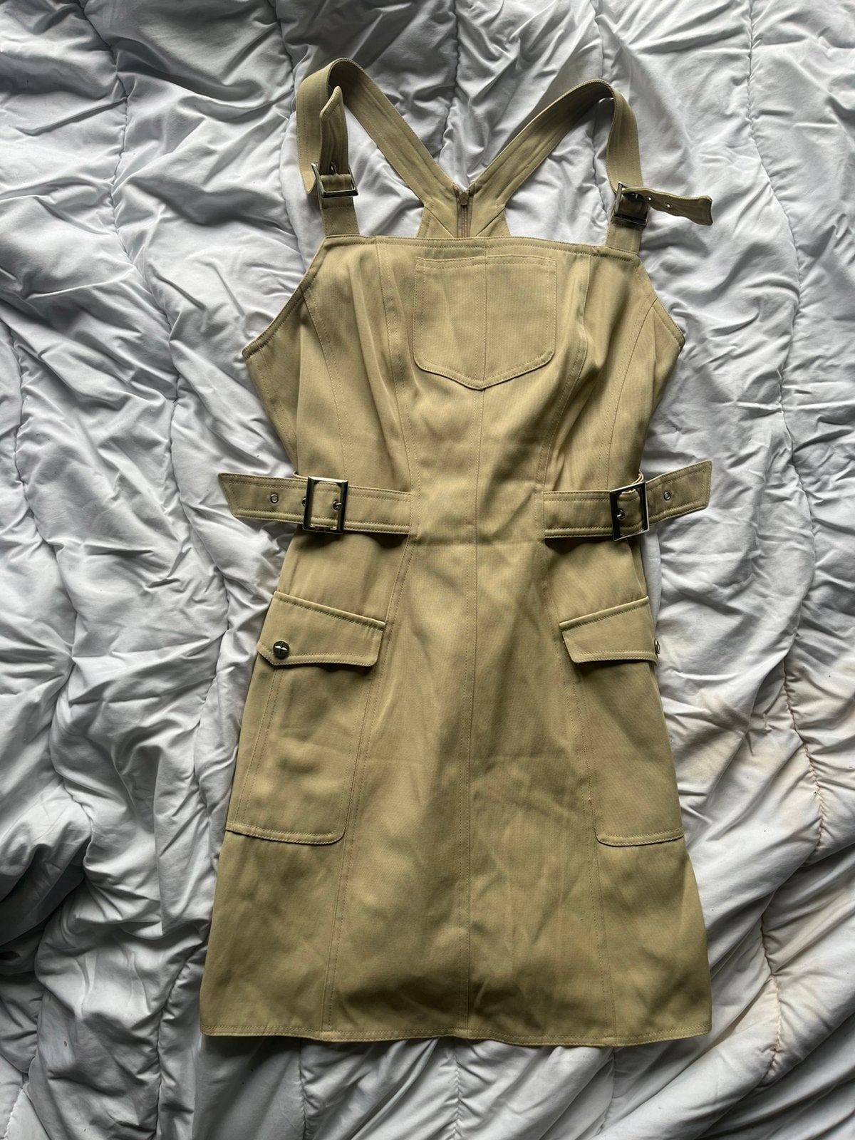 Vintage Thierry Mugler MTM utility safari dress Y2K /90s, Kleding | Dames, Beige, Maat 42/44 (L), Ophalen of Verzenden, Gedragen