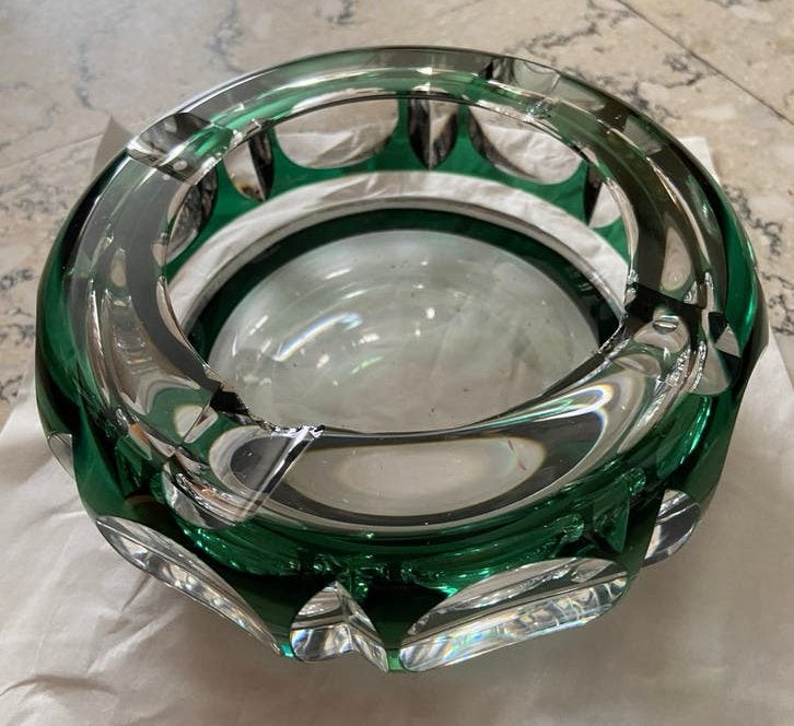 kristal asbak Belgisch merk Val Saint Lambert., Antiek en Kunst, Antiek | Glaswerk en Kristal, Ophalen