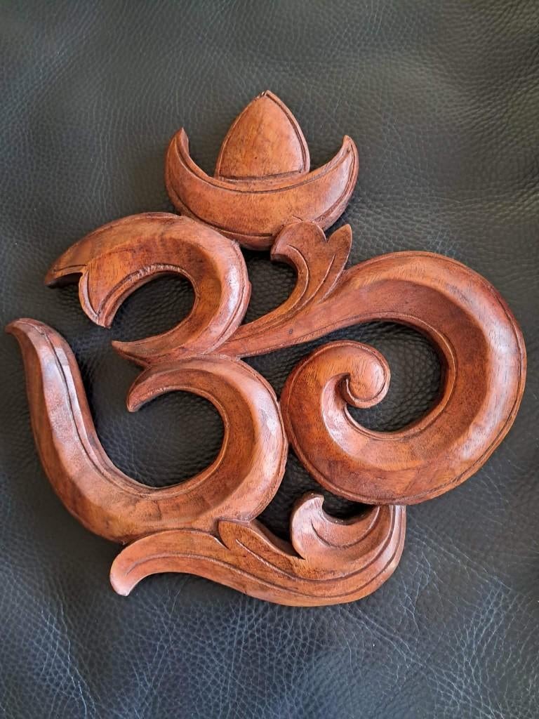 Om, symbole Aum, bois, Asie, Inde, fait main/30 cm, Neuf, Autres styles, Fait main, Bois