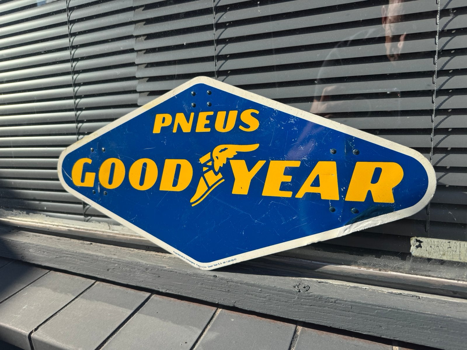 Ancien panneau publicitaire pour pneus GOODYEAR, Enlèvement ou Envoi, Utilisé, Panneau publicitaire