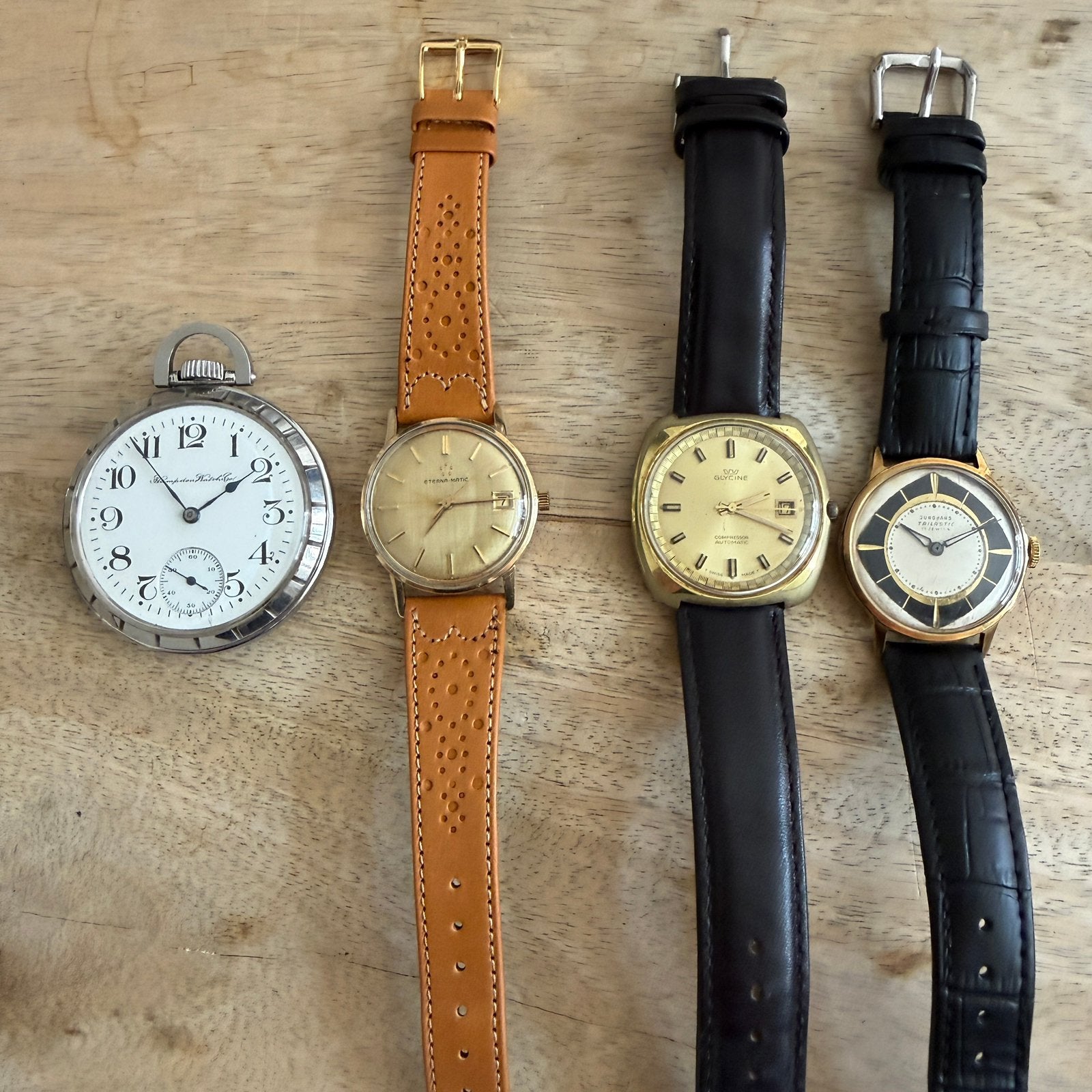 Lot de montres vintage (Eterna, Junghans, Glycine..), Bijoux, Sacs & Beauté, Enlèvement ou Envoi, Comme neuf