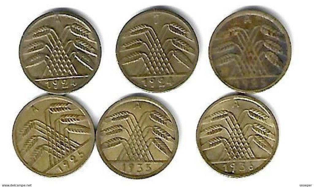weimar lot 6x5 pfennig  (lot 12) zie beschrijving, Verzenden, Duitsland, Losse munt