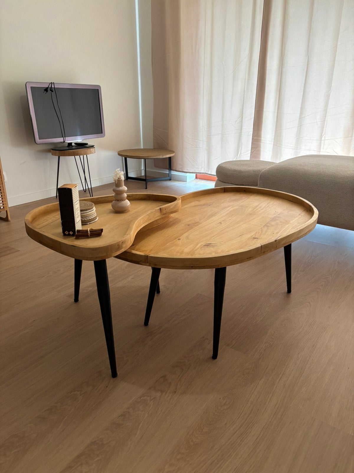 Salontafel set Mangohout, Huis en Inrichting, Ophalen, Zo goed als nieuw