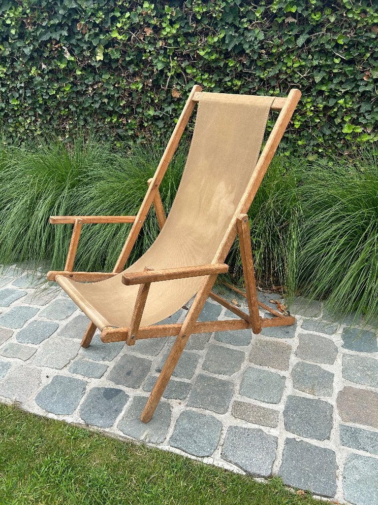 Vintage strandstoelen 3 stuks, Enlèvement, Utilisé, Bois, Ajustable