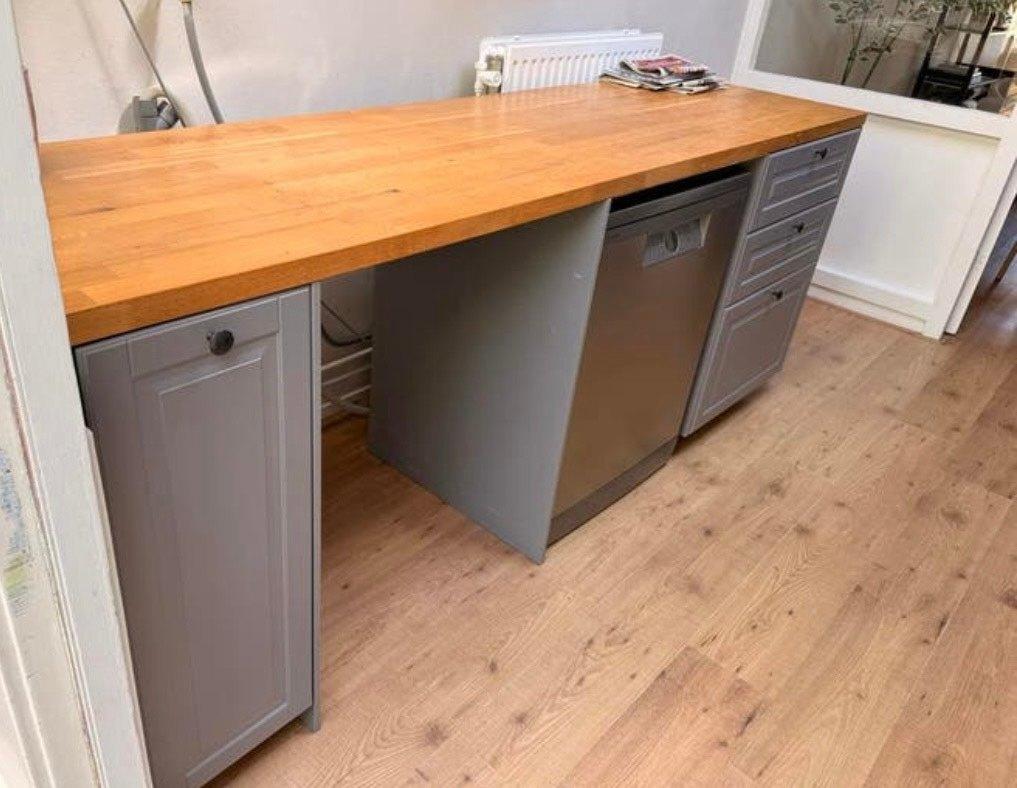 ✨DUBBELWANDIGE GRIJZE KEUKEN ✨, Enkelwandige keuken, Ophalen of Verzenden, Zo goed als nieuw, Grijs