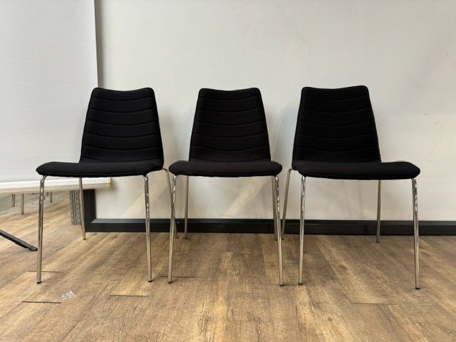 Kantinestoel zwart verchroomd frame, Ophalen, Zwart
