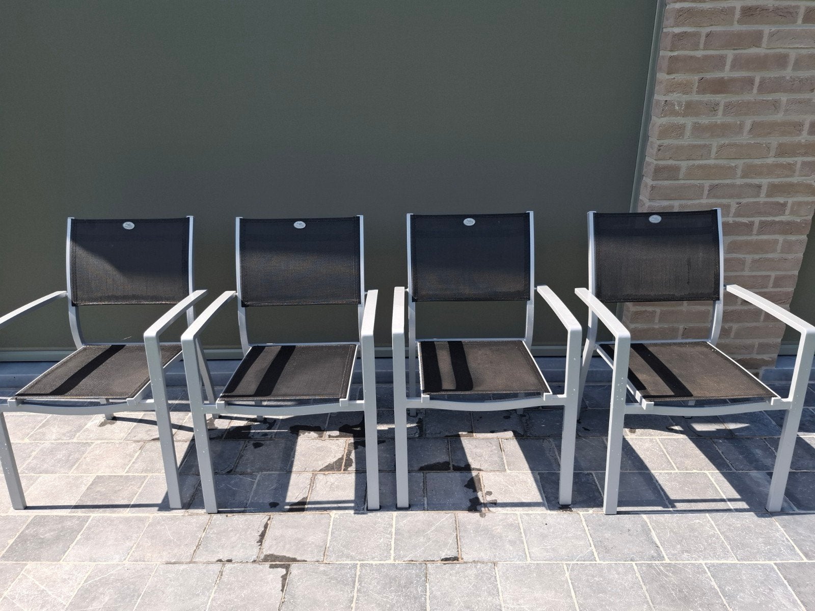 Tuinset: tafel met 4 stoelen, Chaise, Salons de jardin, Aluminium, Comme neuf