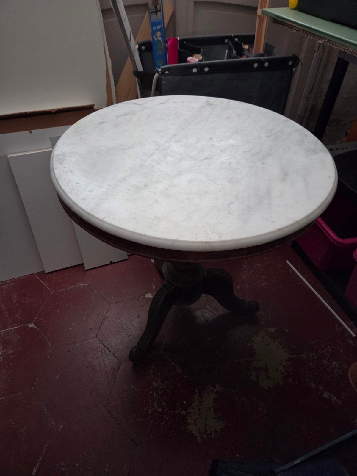 Table 70cm marbre véritable et bois massif, Jardin & Terrasse, Tables de jardin, Enlèvement, Bois