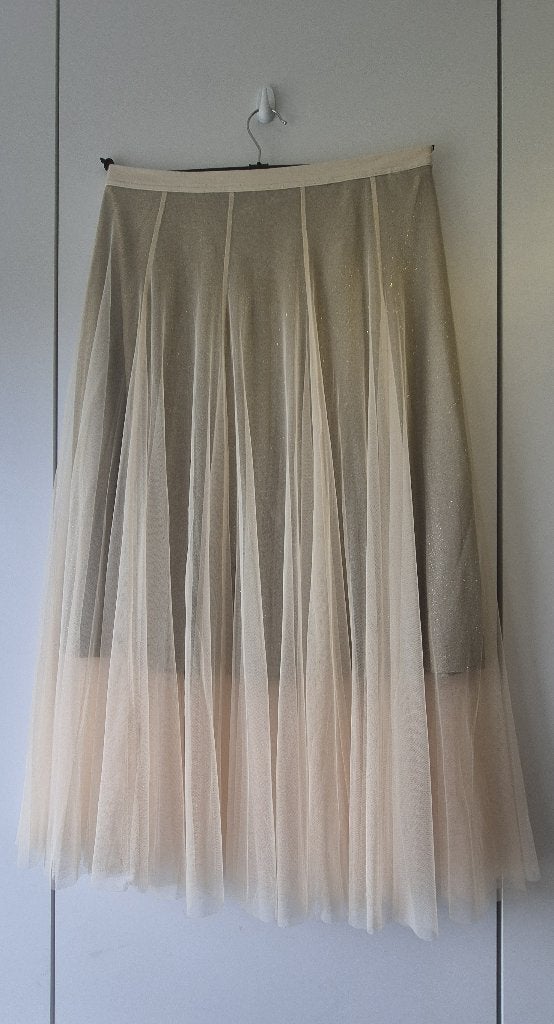 Sora by JBC lange feestrok beige glitter A-lijn XXL, Kleding | Dames, Beige, Maat 46/48 (XL) of groter, Ophalen of Verzenden, Zo goed als nieuw
