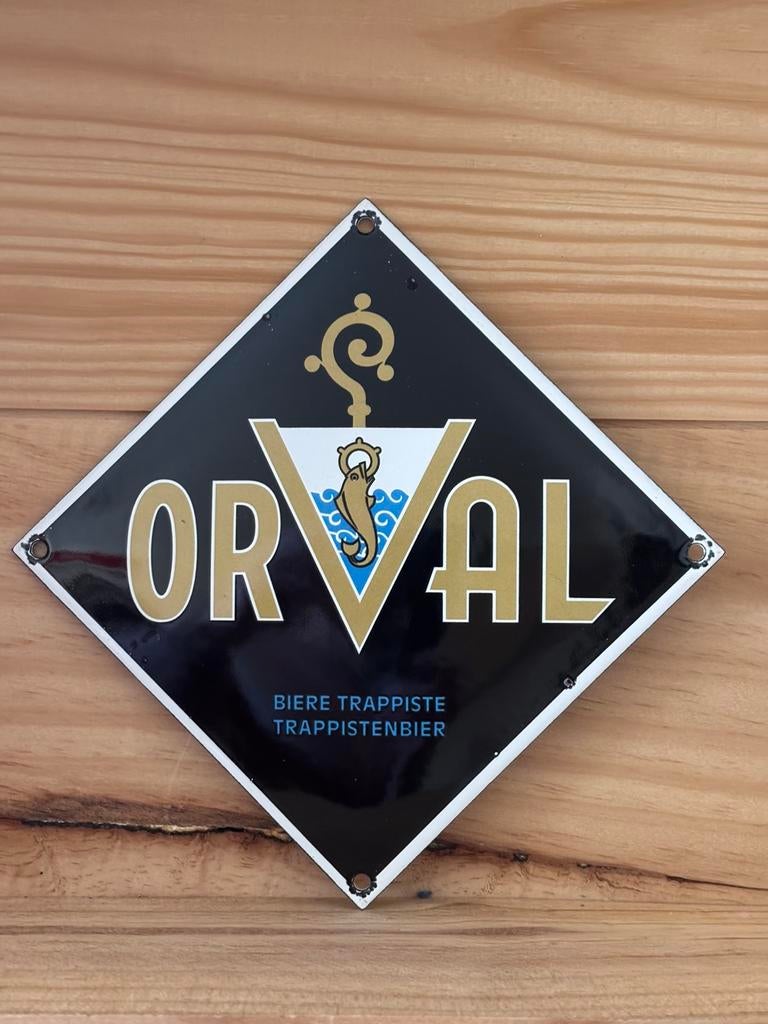 Plaque émaillée Orval 12/12cm, Ophalen of Verzenden, Zo goed als nieuw