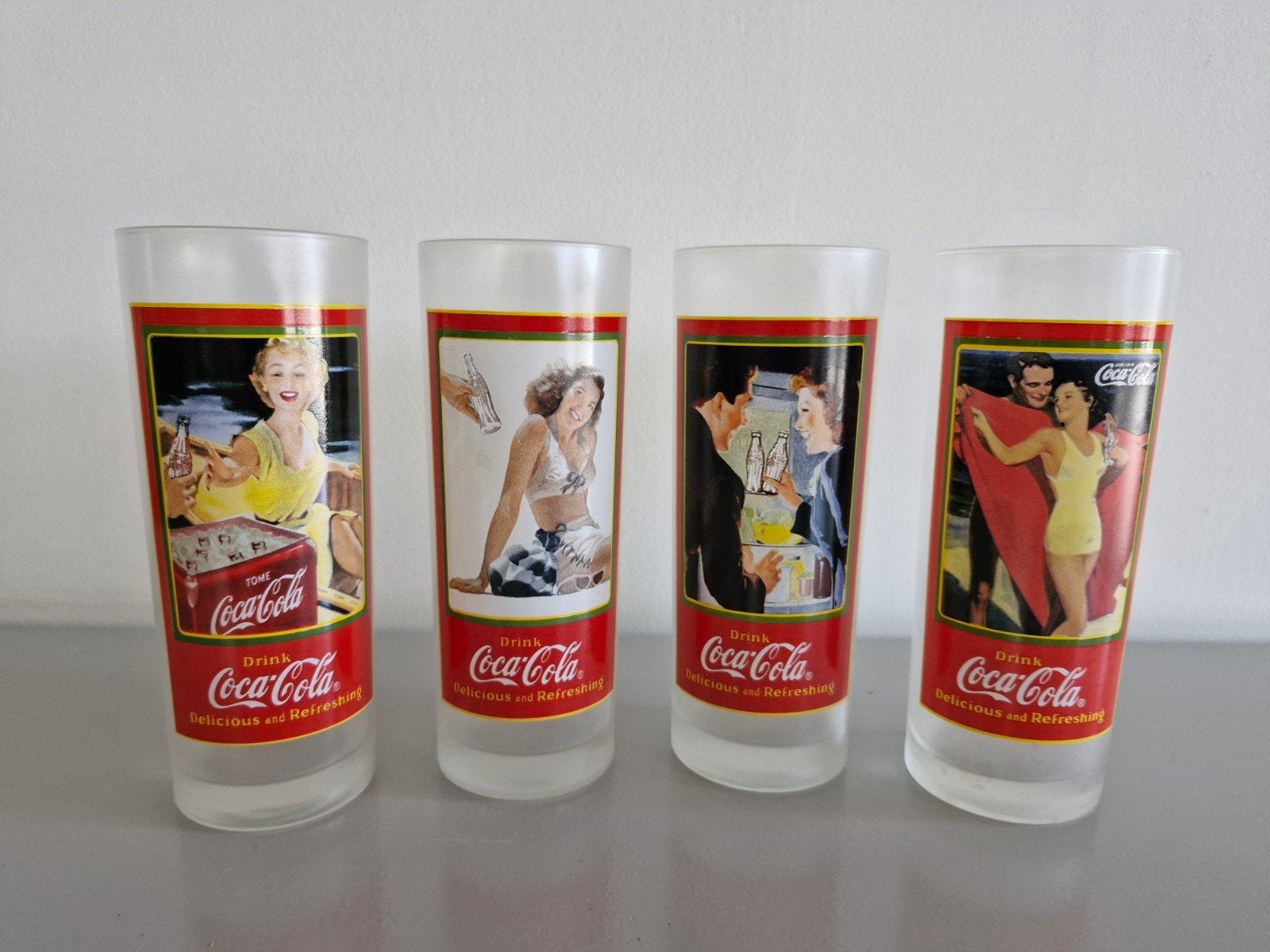 Set Retro Coca-Cola glazen, Verzamelen, Ophalen of Verzenden