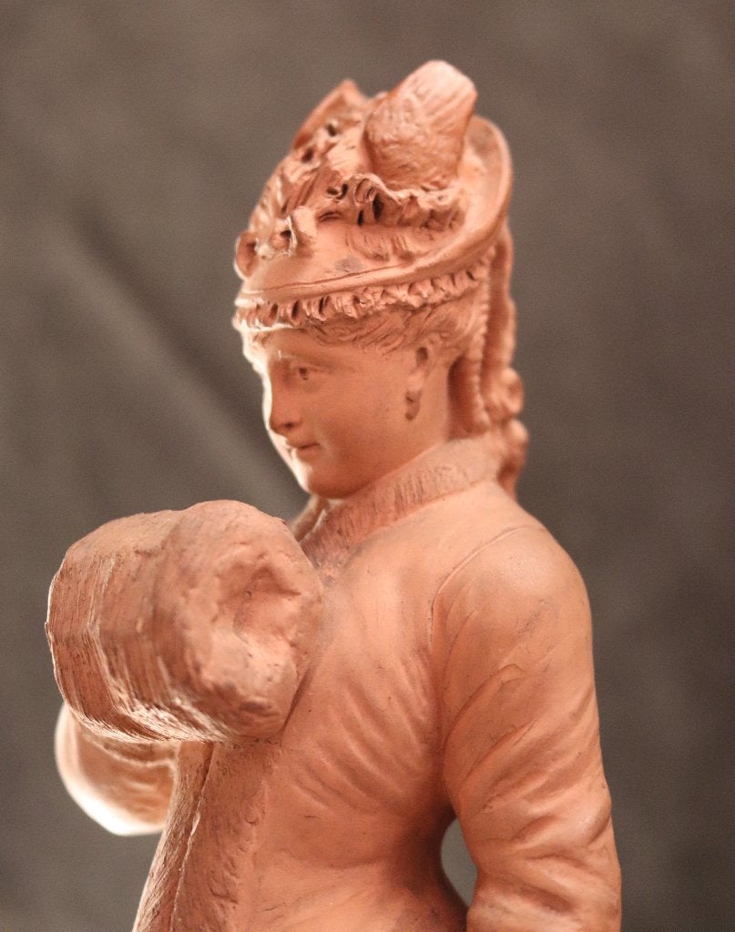 19e eeuws terracotta beeld uit Parijs, Antiek en Kunst, Ophalen of Verzenden, Beeld