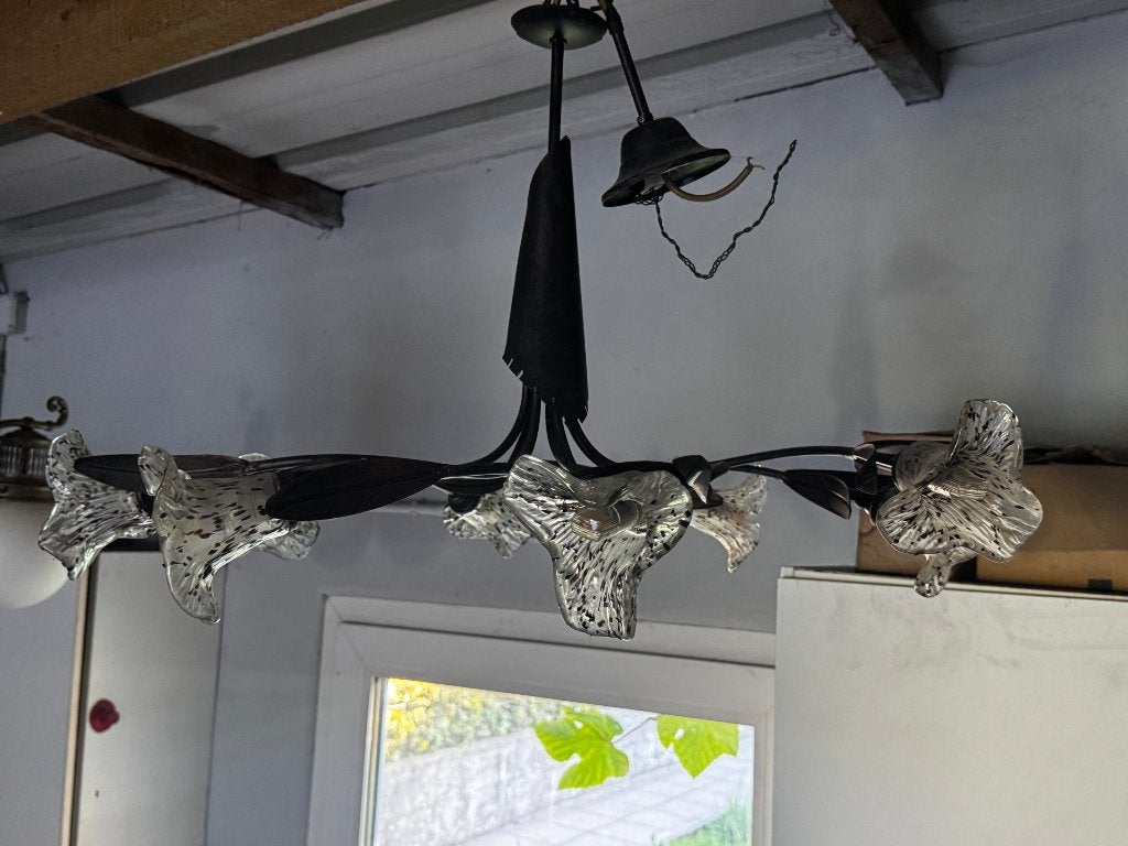 Lustre fleuri, Maison & Meubles, Enlèvement, Comme neuf, Verre