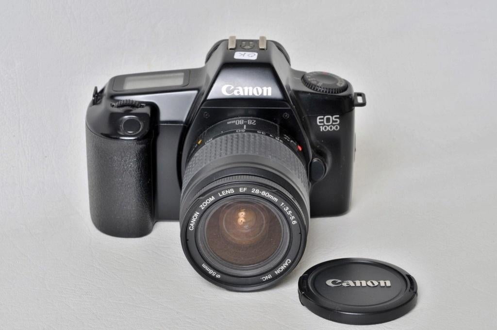 Canon EOS 1000 black + Zoom AF Canon 28-80 mm 3.5-5.6 EF., Enlèvement ou Envoi, Utilisé, Reflex miroir, Canon