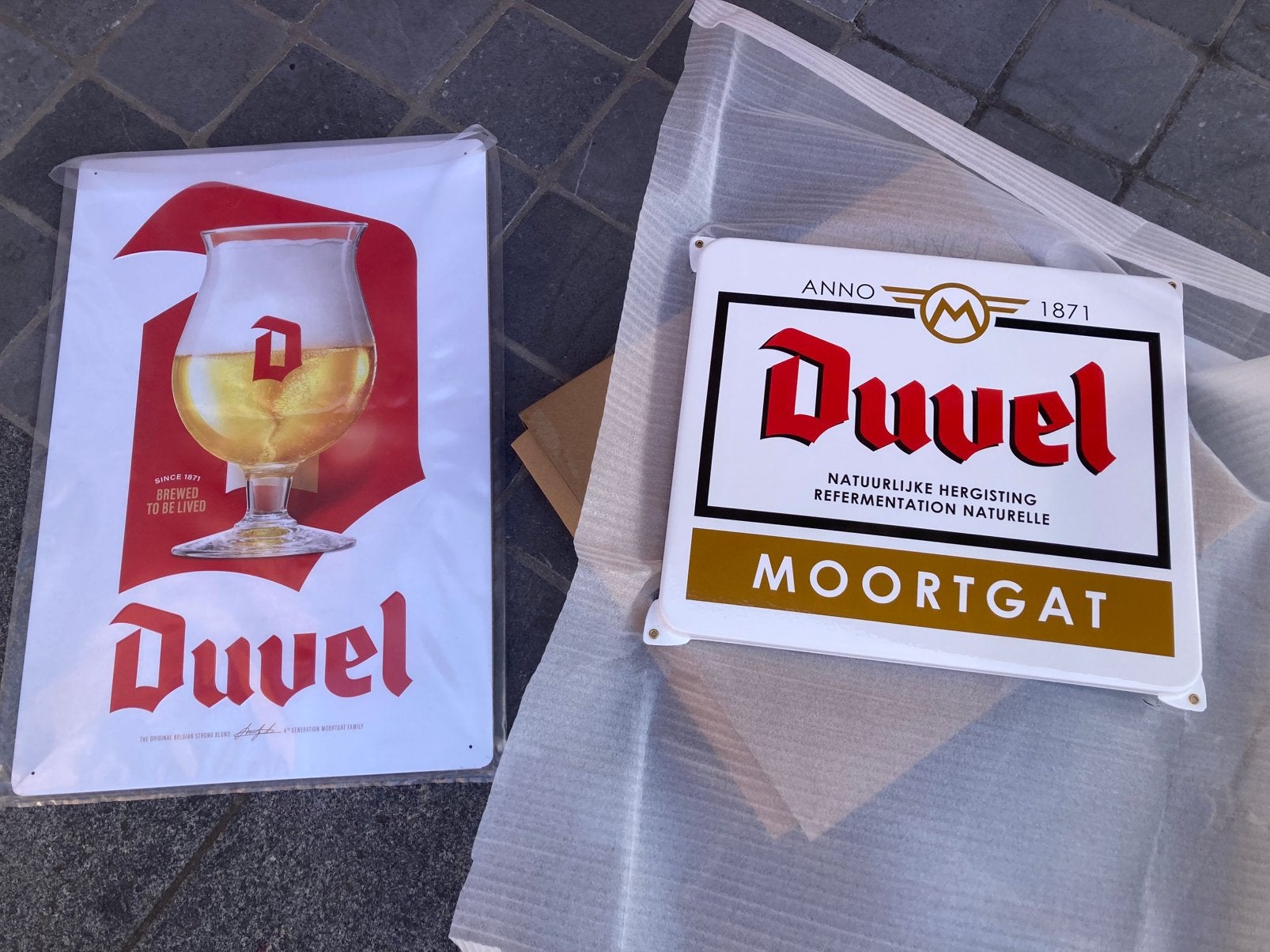 2 x origineel Duvel Moortgat email en blik, Verzamelen, Ophalen of Verzenden, Zo goed als nieuw, Duvel