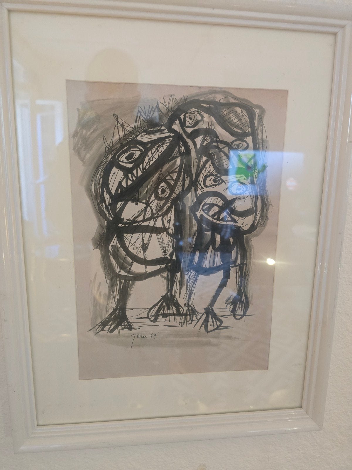 Inktpapier van Jorn Asger 1951 #Picasso #Delvaux #Magritte, Ophalen of Verzenden, Aquarel, Abstract