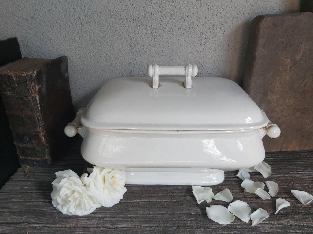Prachtige oude rechthoekige franse (soep) terrine/dekschaal, Antiek en Kunst, Ophalen of Verzenden