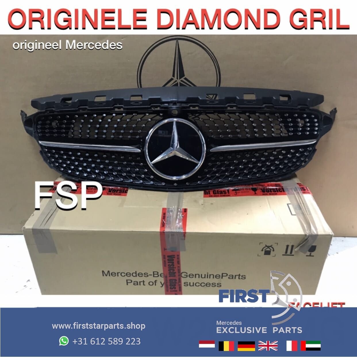 W205 FACELIFT DIAMOND GRIL origineel Mercedes C Klasse 2018-, Gebruikt, -, Ophalen of Verzenden, -