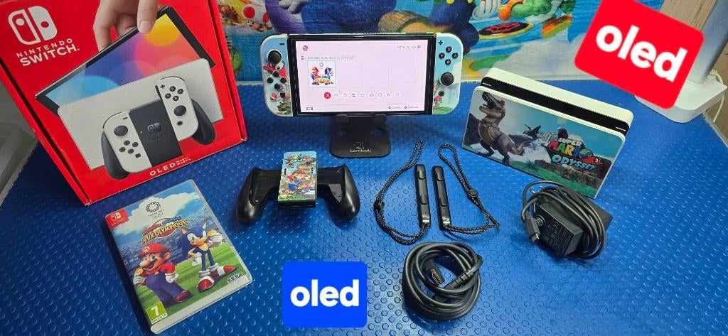 console switch oled :custom mario + jeu mario + garantie, Consoles de jeu & Jeux vidéo, Enlèvement ou Envoi, Comme neuf