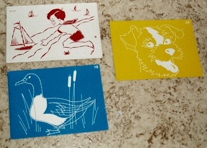 Jouets anciens : 7 cartes passe-fils, Enlèvement