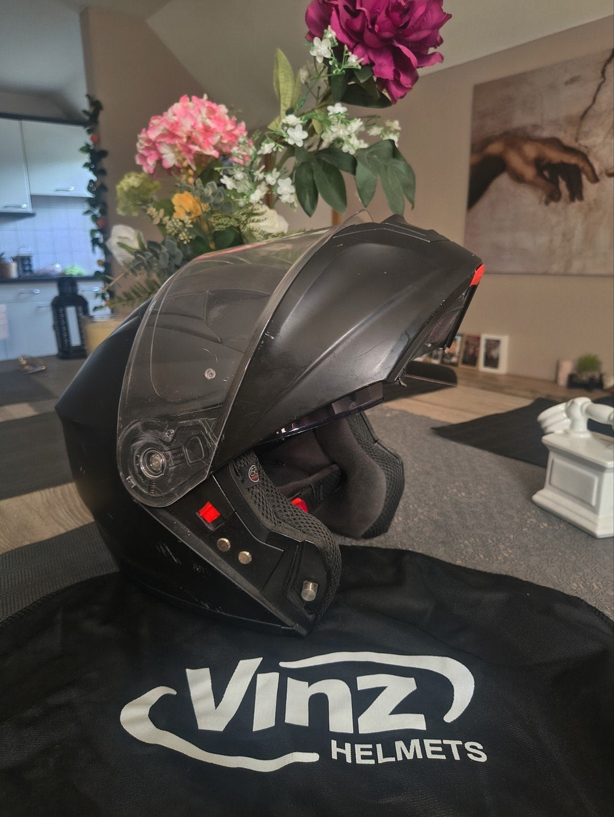 Vinz modulaire/systeemhelm , met zonneklep, Motoren, Systeemhelm, Dames, L, Tweedehands