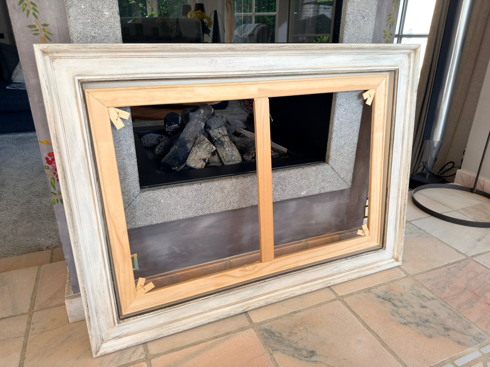 Prachtige houten kader - wit, Ophalen, Handgemaakt, Zo goed als nieuw, Fotolijst