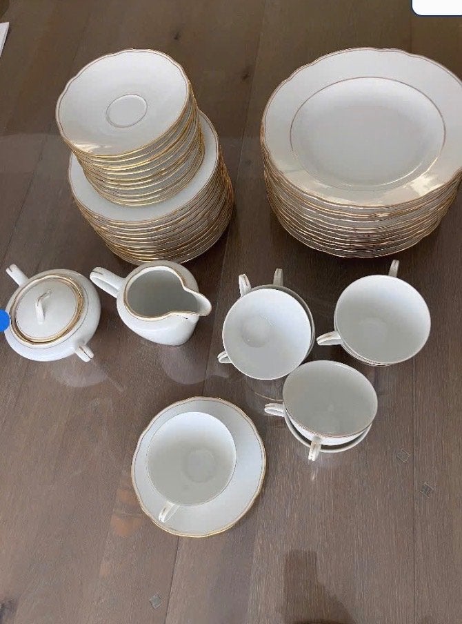 Vintage koffieservies porselein mt gouden randjejaren- 60-70, Ophalen