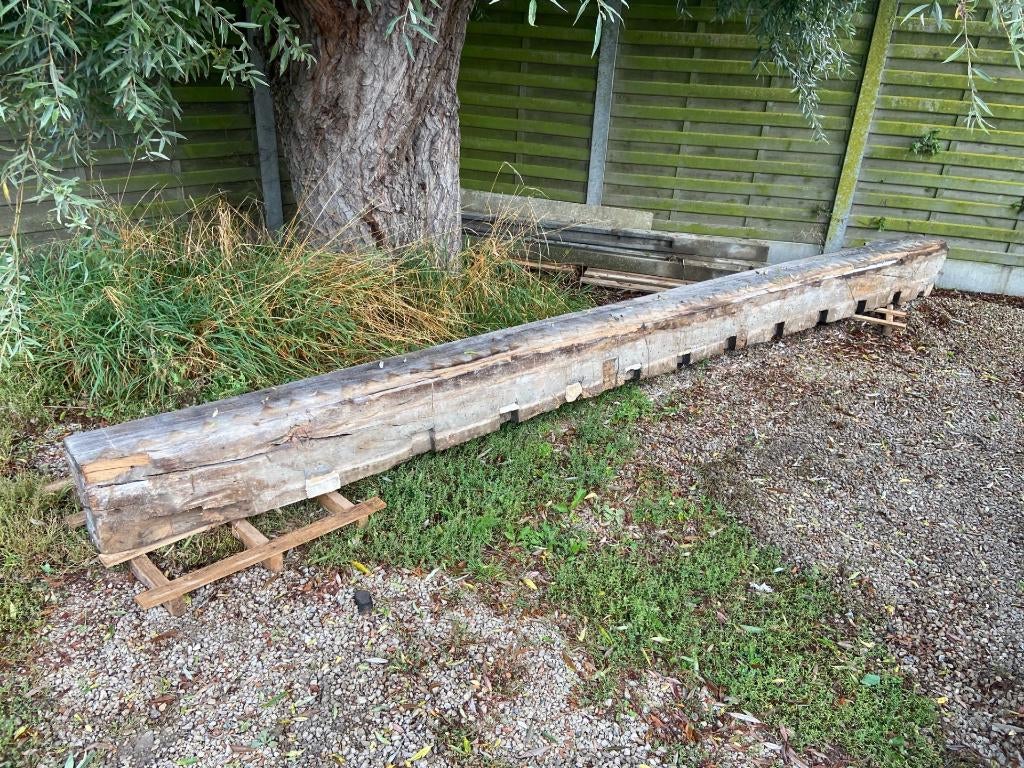 OUDE EIKEN BALK    5m48  31x33 met inkepingen, Bois dur, Enlèvement, Utilisé, 250 cm ou plus