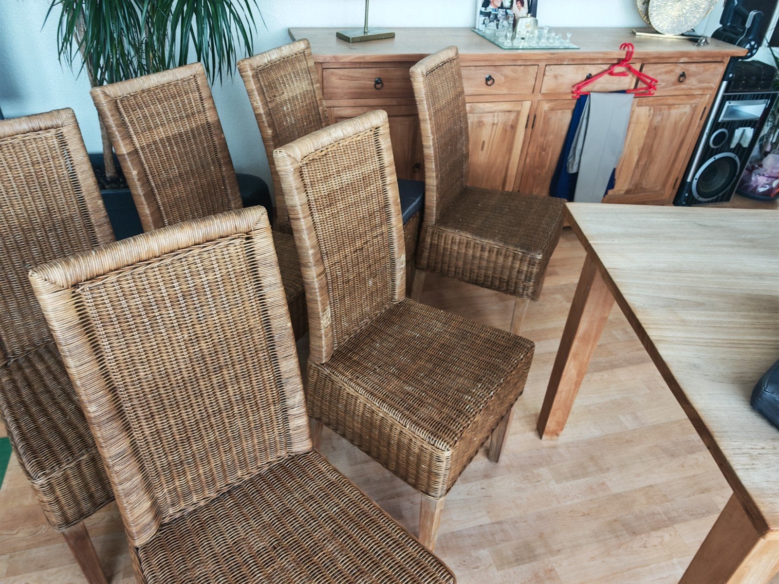 6 stoelen teak / rotan, Ophalen