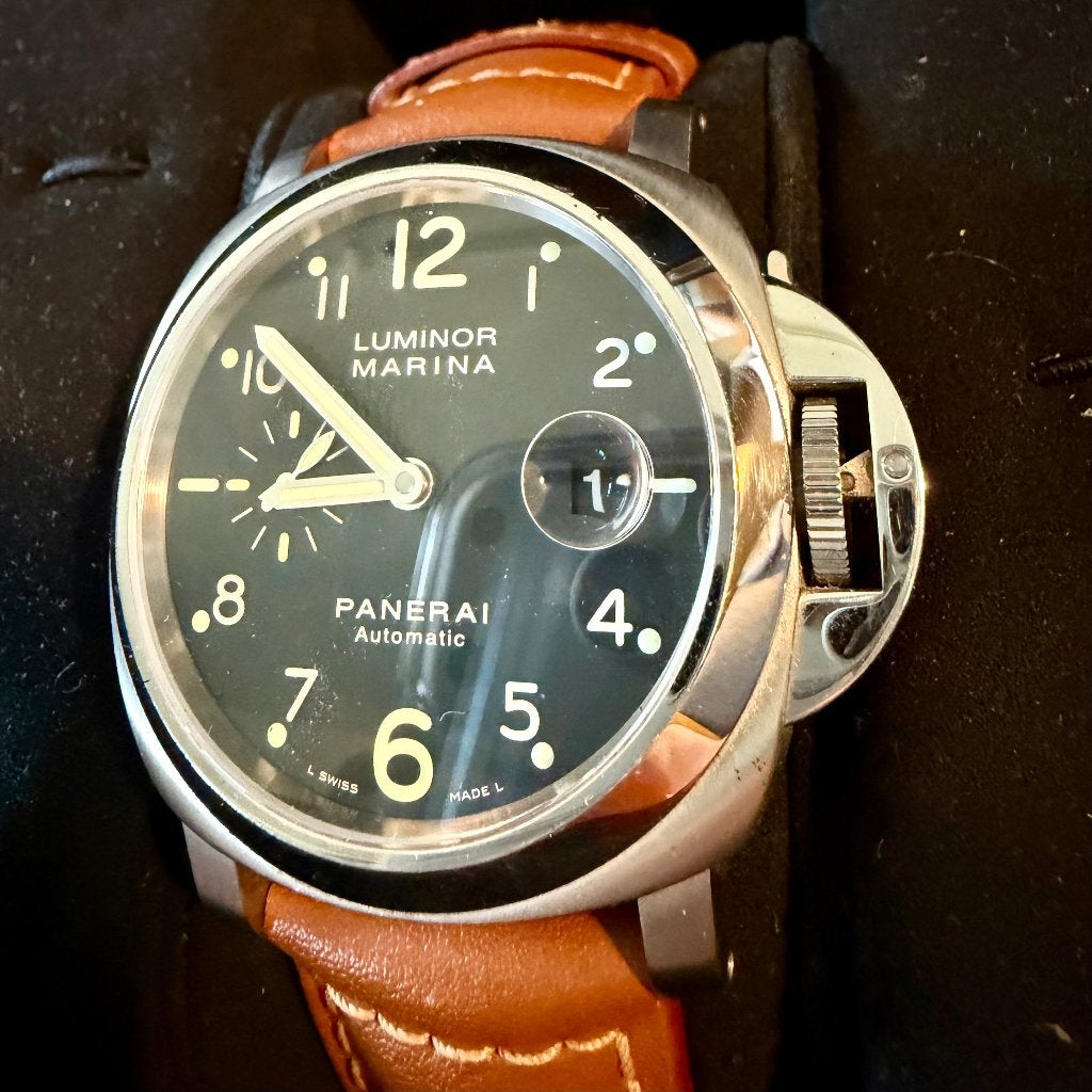 Luminor Panerai Automatic Firenze 1860, Leer, Staal, Polshorloge, Zo goed als nieuw