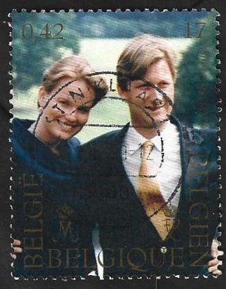 1 Postzegel_ België 1999 Prinselijk huwelijk, Postzegels en Munten, Postzegels | Europa | België, Koninklijk huis, Frankeerzegel