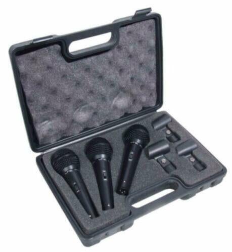 SoundLAB-G148K 3 Dynamische metalen microfoons in koffer, Ophalen of Verzenden, Nieuw, Overige typen