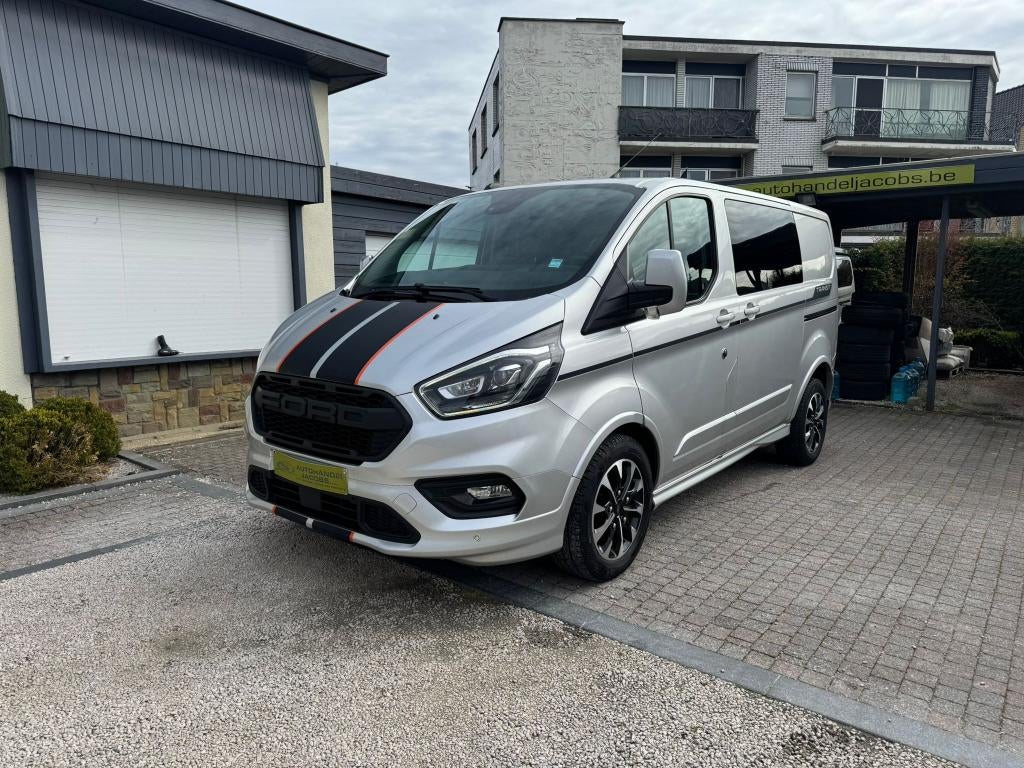 FORD TRANSIT CUSTOM * SPORT * DUB CAB * AUT * 185PK * CAMERA, Auto's, Bestelwagens en Lichte vracht, 1995 cc, 4 cilinders, Leder en Stof