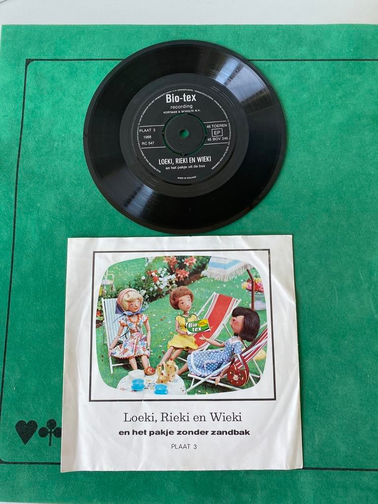 🍄Reclame Singel Biotex. Loeki,Rieki en Wieki ( 1968 ) deel3, Enlèvement ou Envoi, Comme neuf