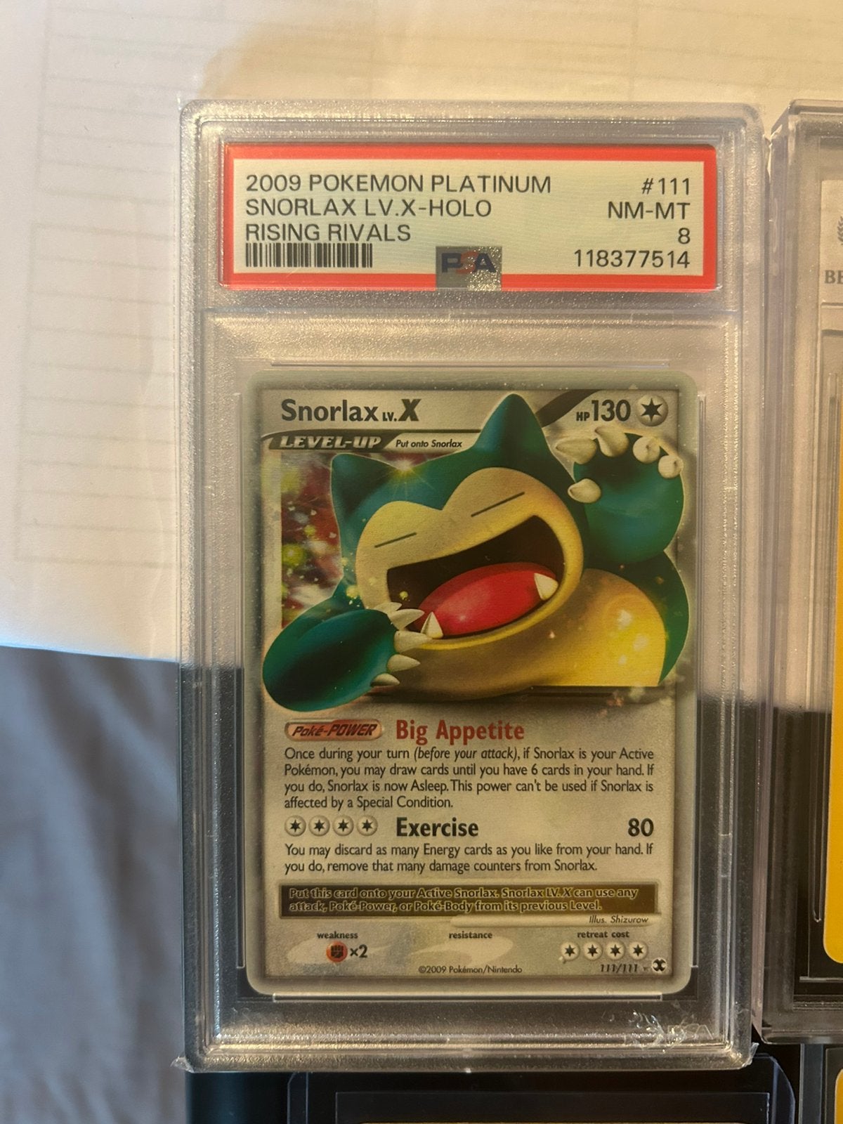 Snorlax lv X psa 8, Enlèvement, Comme neuf
