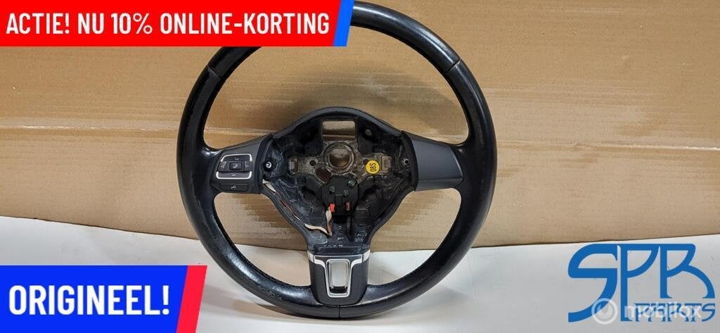 Vw POLO 6R MULTIFUNCTIONEEL MF Stuurwiel Leer STUUR GEBRUIKT, Gebruikt, Volkswagen, Ophalen of Verzenden, Volkswagen