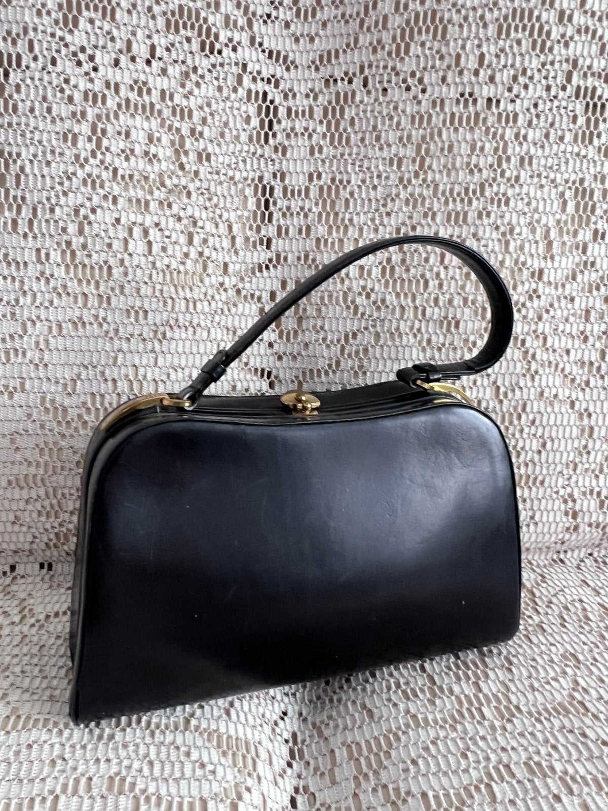 DELVAUX vintage zwarte leren tas, Ophalen of Verzenden, Zo goed als nieuw, Zwart