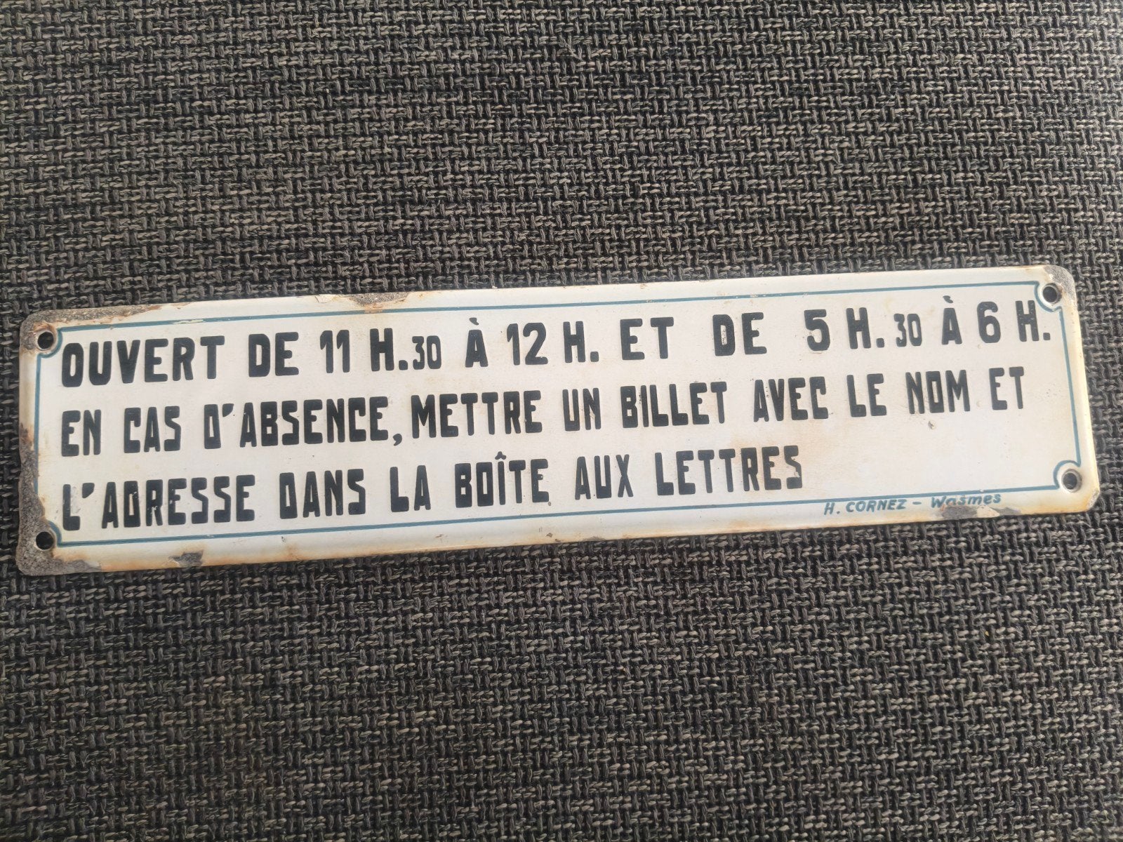 ancienne plaque émaillée d utilité, Enlèvement ou Envoi