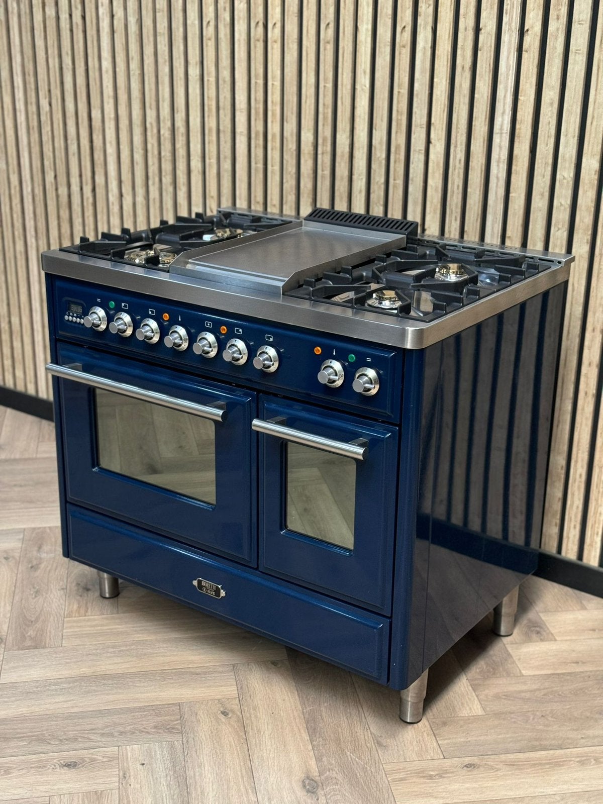 Luxe Boretti Majestic Blauw 100cm Gas Dubbele Oven, Elektronische apparatuur, Ophalen of Verzenden, Gas