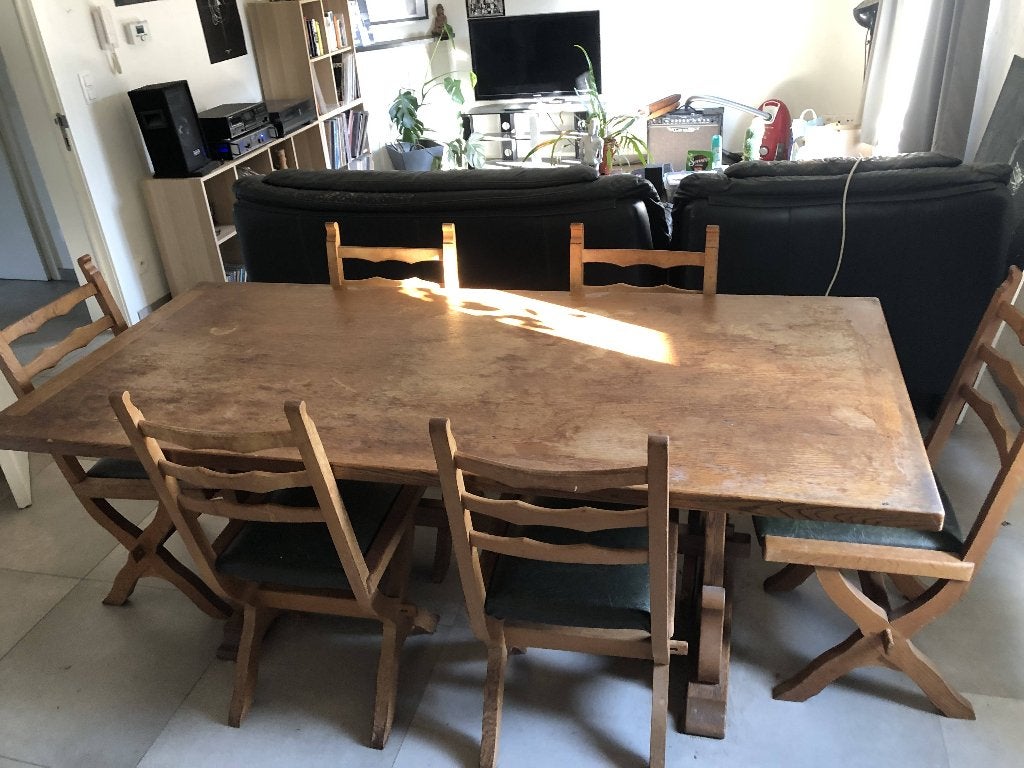 Eettafel + 6 stoelen, Ophalen, Gebruikt, 50 tot 100 cm, Vijf personen of meer