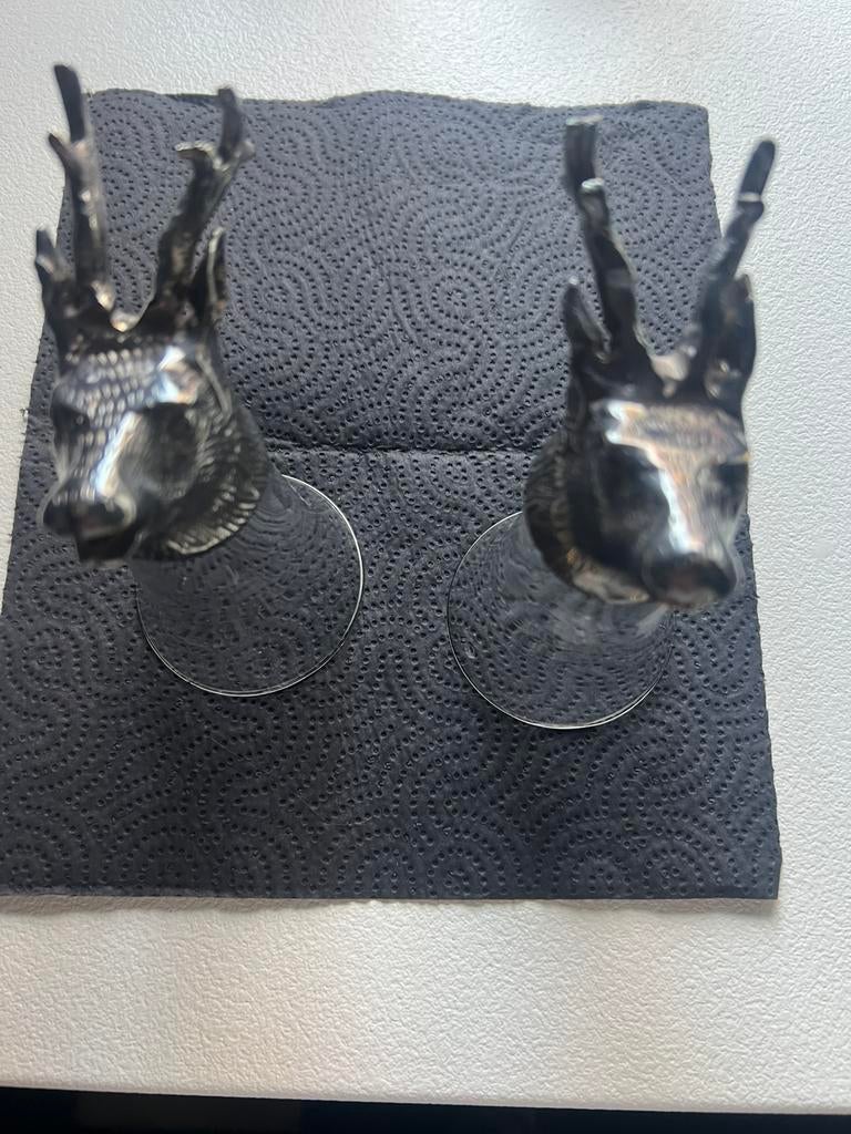 2 glazen met tinnen hoofd, Antiek en Kunst, Ophalen of Verzenden