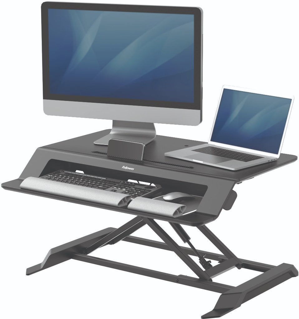 Fellowes Lotus LT Zwart zit-sta bureauverhoger, Enlèvement, Neuf