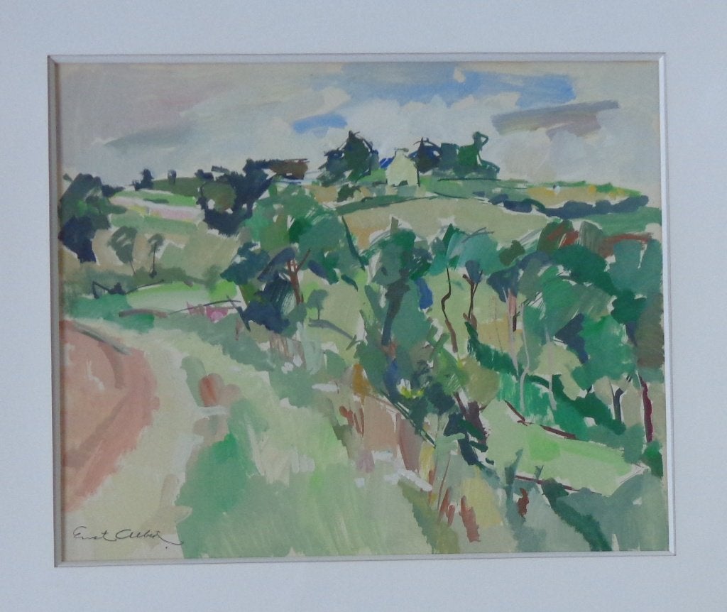 ERNEST ALBERT / BRETAGNE / ORIGINEEL WERK / 57x65cm / KADER, Landschap, Papier/karton, Ophalen of Verzenden, Olieverf