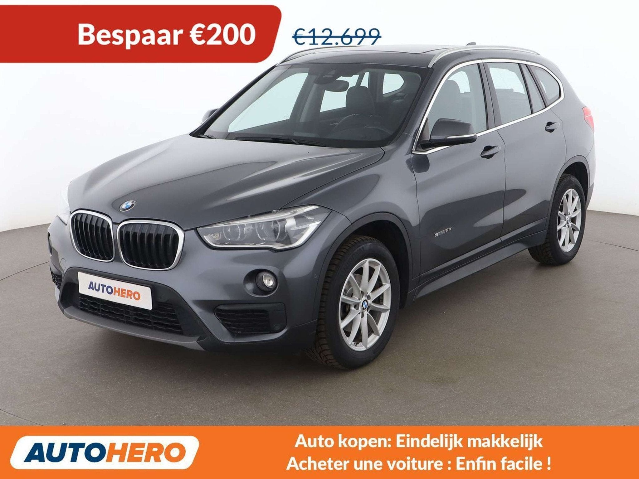 BMW X1 sDrive 16d Lounge (bj 2017), Auto's, Gebruikt, Zwart, 116 pk, Leder